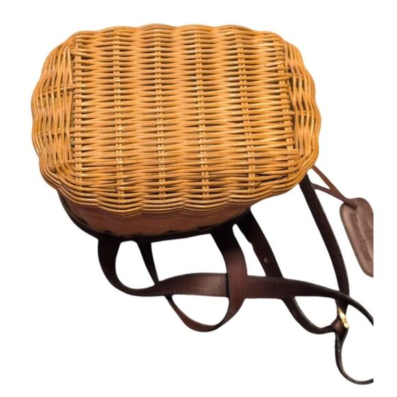 Vintage Etienne Aigner Wicker Basket Purse Leather Top Excellent - Picture 6 of 6